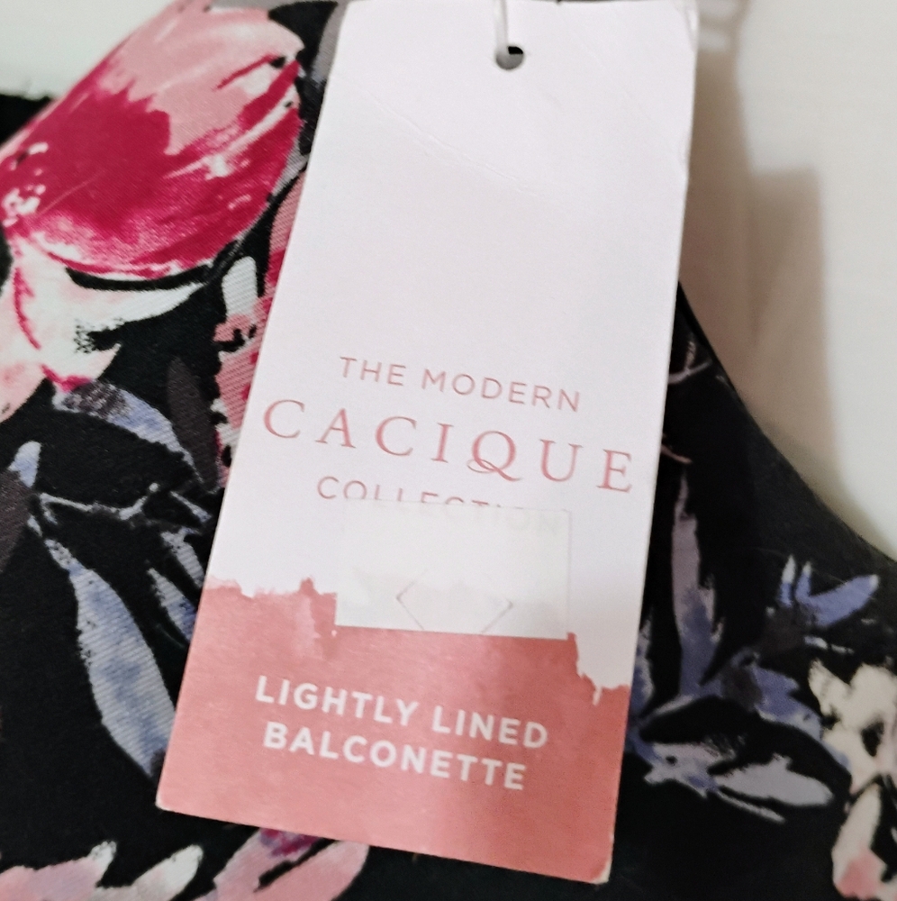 NWT Cacique 42DDD Back Floral Balconette Bra Underwire Lace - Picture 2 of 10